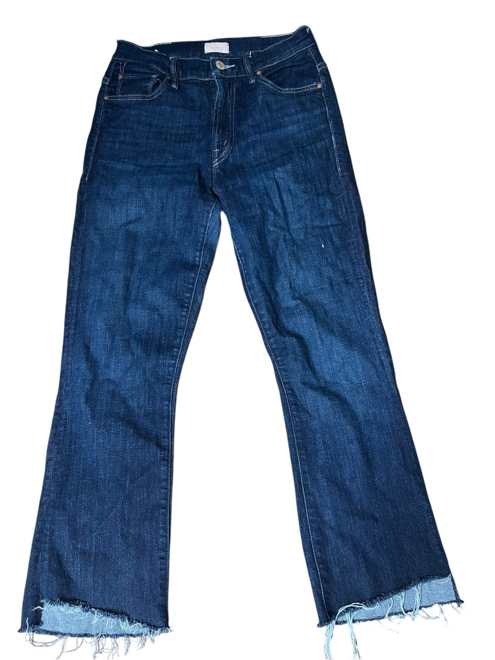 Mother hustler frey jeans Dark Blue Raw Hem Bootcut Jeans size 27